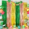 Hawaiian Party Decorations, 2 Packs Foil Fringe Curtains Streamers Green Yellow Rose Gold for Summer Tropical Beach Luau Themed Birthday Baby Shower Party Photo Booth Props Backdrop (3.3ft X 6.6ft)